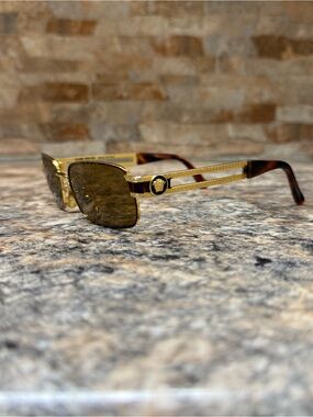 Vintage Versace S 39 Gold Tortoise Shell Sunglasses 90s